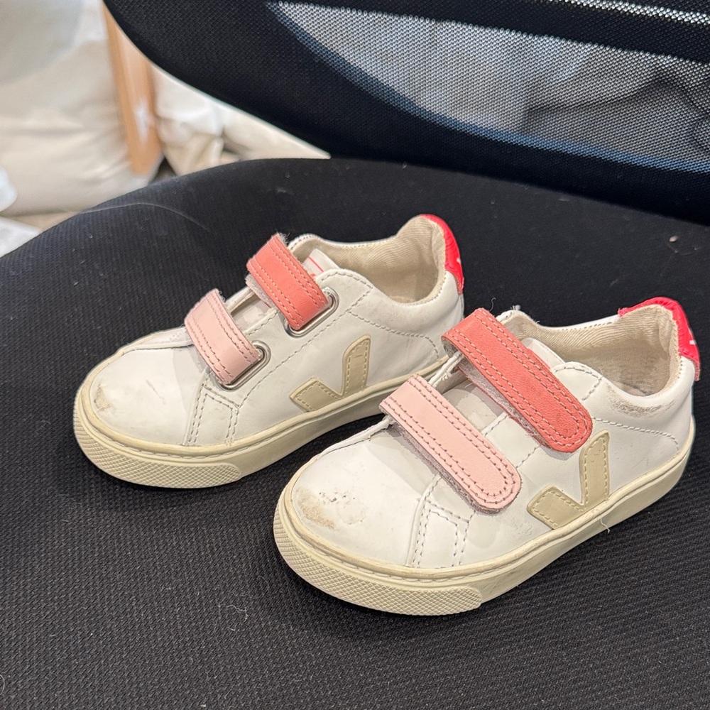 Veja Kids' Cream and Pink Sneakers